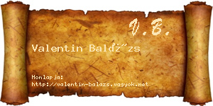 Valentin Balázs névjegykártya